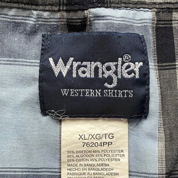 Wrangler Pearl Snap Shirt Mens XL Blue Plaid Western Short Sleeve Cowboy Rodeo - Picture 8 of 8